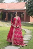 Aesthetic Faux Georgette Multi Sequins Worked Gown - women's fashion mart