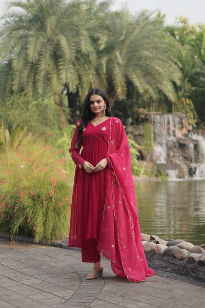Alia Cut Faux Georgette Function Wear Embroidered Gown - women's fashion mart