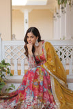 Alia Cut Russian Silk Floral Printed Embroidered Designer Gown - women's fashion mart
