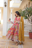 Alia Cut Russian Silk Floral Printed Embroidered Designer Gown - women's fashion mart