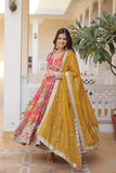 Alia Cut Russian Silk Floral Printed Embroidered Designer Gown - women's fashion mart