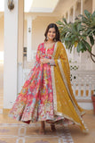 Alia Cut Russian Silk Floral Printed Embroidered Designer Gown - women's fashion mart