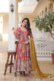 Alia Cut Russian Silk Floral Printed Embroidered Designer Gown - women's fashion mart