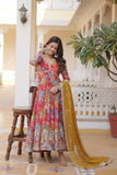 Alia Cut Russian Silk Floral Printed Embroidered Designer Gown - women's fashion mart