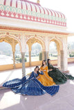 Alluring Faux Georgette Heavy Sequins Thread Embroidered Lehegna Choli Set -Lehenga Choli Rama / Semi Stitched women's fashion mart