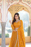 Alluring Faux Georgette Heavy Sequins Thread Embroidered Lehegna Choli Set -Lehenga Choli Rama / Semi Stitched women's fashion mart
