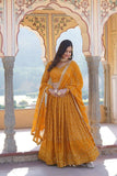 Alluring Faux Georgette Heavy Sequins Thread Embroidered Lehegna Choli Set -Lehenga Choli Rama / Semi Stitched women's fashion mart