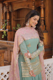 Amazing Faux Georgette Sequins Thread Worked Top Palazzo Set -Salwar Kameez Greenish Cyan / M women's fashion mart