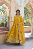 Amazing Faux Georgette Zari Sequins Worked Gown With Dupatta - women's fashion mart