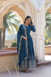 Amazing Faux Georgette Zari Sequins Worked Gown With Dupatta - women's fashion mart