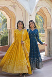 Amazing Faux Georgette Zari Sequins Worked Gown With Dupatta - women's fashion mart