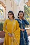 Amazing Faux Georgette Zari Sequins Worked Gown With Dupatta - women's fashion mart