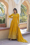 Amazing Faux Georgette Zari Sequins Worked Gown With Dupatta - women's fashion mart