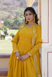 Amazing Faux Georgette Zari Sequins Worked Gown With Dupatta - women's fashion mart
