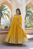 Amazing Faux Georgette Zari Sequins Worked Gown With Dupatta - women's fashion mart