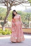 Amazing Viscous Jacquard Heavy Sequins Embroidered Lehenga Choli Set -Lehenga Choli Magenta / Semi Stitched women's fashion mart