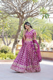 Amazing Viscous Jacquard Heavy Sequins Embroidered Lehenga Choli Set -Lehenga Choli Magenta / Semi Stitched women's fashion mart