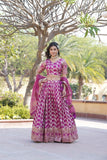 Amazing Viscous Jacquard Heavy Sequins Embroidered Lehenga Choli Set -Lehenga Choli Magenta / Semi Stitched women's fashion mart