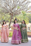 Amazing Viscous Jacquard Heavy Sequins Embroidered Lehenga Choli Set -Lehenga Choli Magenta / Semi Stitched women's fashion mart