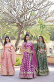 Amazing Viscous Jacquard Heavy Sequins Embroidered Lehenga Choli Set -Lehenga Choli Magenta / Semi Stitched women's fashion mart