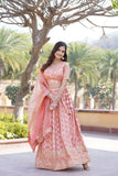 Amazing Viscous Jacquard Heavy Sequins Embroidered Lehenga Choli Set -Lehenga Choli Magenta / Semi Stitched women's fashion mart