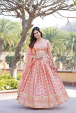 Amazing Viscous Jacquard Heavy Sequins Embroidered Lehenga Choli Set -Lehenga Choli Magenta / Semi Stitched women's fashion mart
