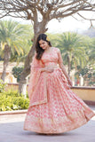 Amazing Viscous Jacquard Heavy Sequins Embroidered Lehenga Choli Set -Lehenga Choli Magenta / Semi Stitched women's fashion mart