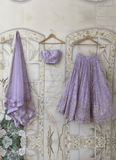 Amazing Zari Embroidered Work Georgette Light Lavender Lehenga - women's fashion mart