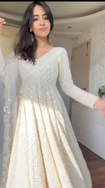 Aniska's Lakhnawi Premium Anarkali Suit Set - women's fashion mart