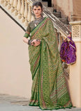Remarkable Green Ajrakh Printed Sigma Silk Traditional Saree - women's fashion mart
