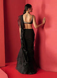 Stylish Black Georgette Saree with Sequins -Saree Semi Stitched women's fashion mart