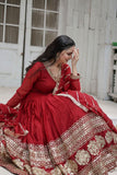 Astonishing Faux Georgette Sequins Emroidered Gown With Dupatta - women's fashion mart