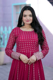 Attractive Faux Georgette Sequins Zari Worked Gown - women's fashion mart