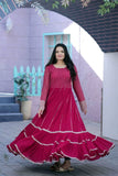 Attractive Faux Georgette Sequins Zari Worked Gown - women's fashion mart
