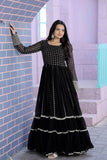 Attractive Faux Georgette Sequins Zari Worked Gown - women's fashion mart