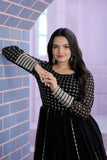 Attractive Faux Georgette Sequins Zari Worked Gown - women's fashion mart