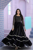 Attractive Faux Georgette Sequins Zari Worked Gown - women's fashion mart