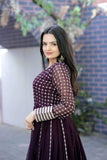 Attractive Faux Georgette Sequins Zari Worked Gown - women's fashion mart