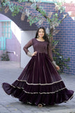 Attractive Faux Georgette Sequins Zari Worked Gown - women's fashion mart