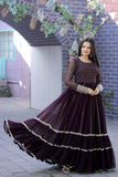 Attractive Faux Georgette Sequins Zari Worked Gown - women's fashion mart