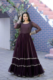 Attractive Faux Georgette Sequins Zari Worked Gown - women's fashion mart