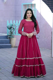 Attractive Faux Georgette Sequins Zari Worked Gown - women's fashion mart
