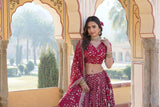 Attractive Pure Viscous Georgette Heavy Sequins Embroidered Lehenga Choli Set -Lehenga Choli Rani / Semi Stitched women's fashion mart