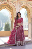 Attractive Pure Viscous Georgette Heavy Sequins Embroidered Lehenga Choli Set -Lehenga Choli Rani / Semi Stitched women's fashion mart