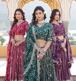 Attractive Pure Viscous Georgette Heavy Sequins Embroidered Lehenga Choli Set -Lehenga Choli Rani / Semi Stitched women's fashion mart