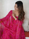 Awesome Pink Bandhej Print Georgette Event Wear Anarkali Suit - women's fashion mart