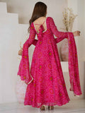 Awesome Pink Bandhej Print Georgette Event Wear Anarkali Suit - women's fashion mart