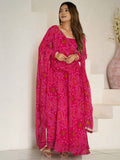 Awesome Pink Bandhej Print Georgette Event Wear Anarkali Suit - women's fashion mart