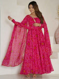Awesome Pink Bandhej Print Georgette Event Wear Anarkali Suit - women's fashion mart