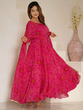 Awesome Pink Bandhej Print Georgette Event Wear Anarkali Suit - women's fashion mart